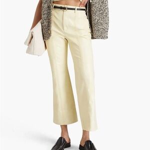 $775 NWOT Nanushka “Jesca” Crochet Trim Okober Kick Flare Pants in Yellow Sz S